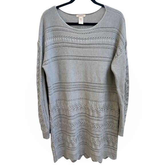 Sundance Lovely Days Silk Cotton Pointelle Knit Tunic Sweater Dress Crochet Sz L - Picture 1 of 6